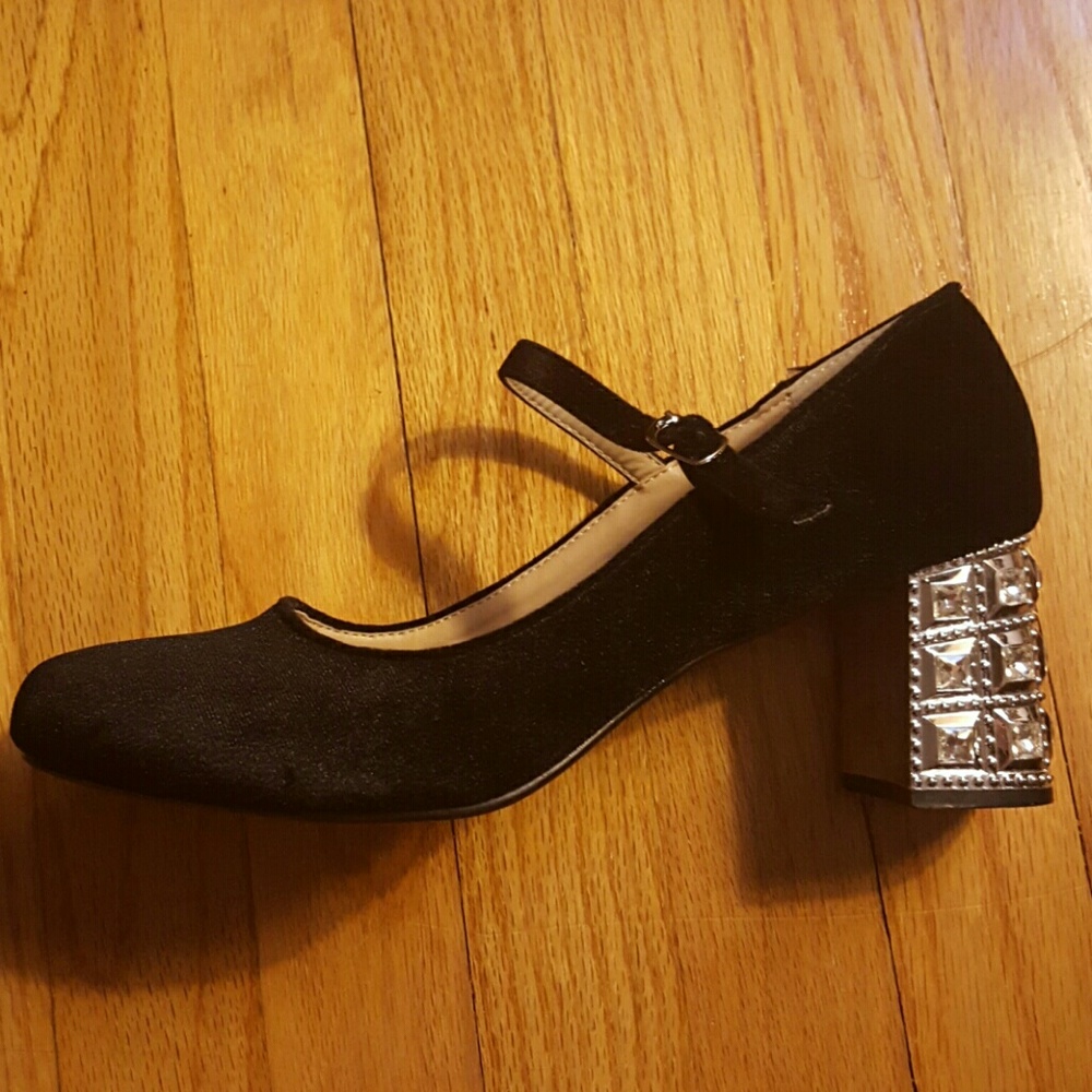 Velvet and rhinestone heels